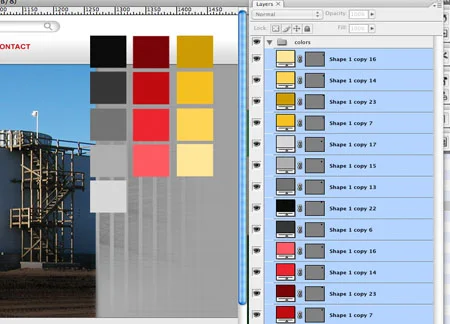 A screenshot showing how Amy creates color palettes with multiple shades of the main colors. 