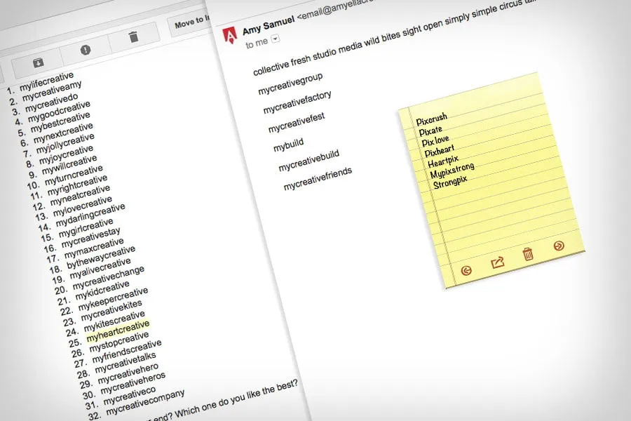 amyellacreative name change - myheartcreative A digital list of name ideas.