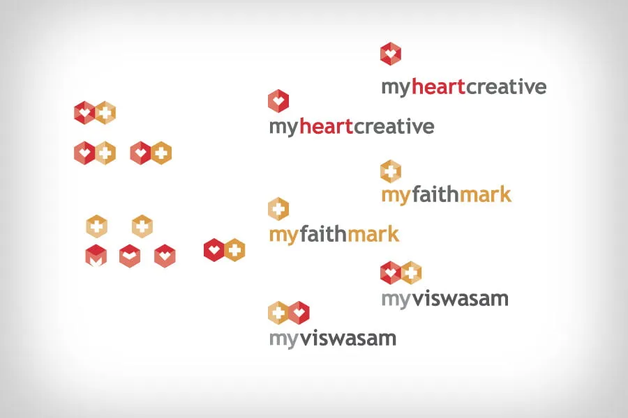 amyellacreative name change - myheartcreative The design metamorphosis of the myheartcreative, myfaithmark, and myviswasam logos. There are various versions of the logos and the taglines.