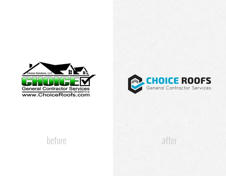 Choice Roofs Designs - myheartcreative The before and after comparison of the Choice Roofs logos.