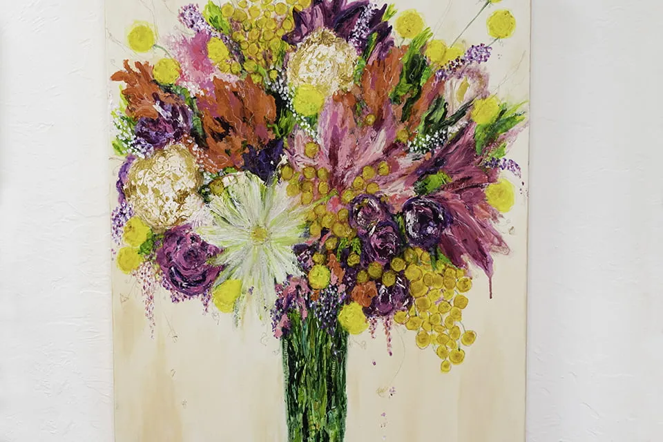 Hope from Ash - myheartcreative A colorful painting of a bouquet of flowers by Aimee Eischen.