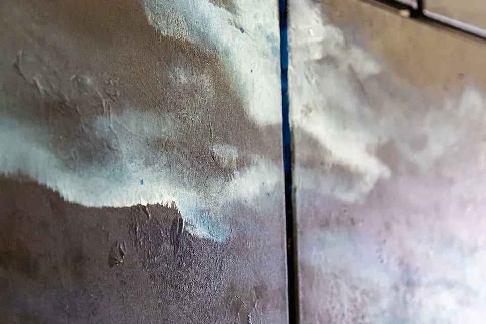 The Nature of Abstract - myheartcreative An up-close shot of the texture on one of Wendi O'Connor's black and blue abstract paintings.