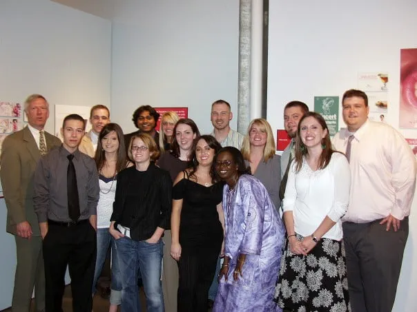 A group of graphic design students at the 2006 UCO graphic design show. 