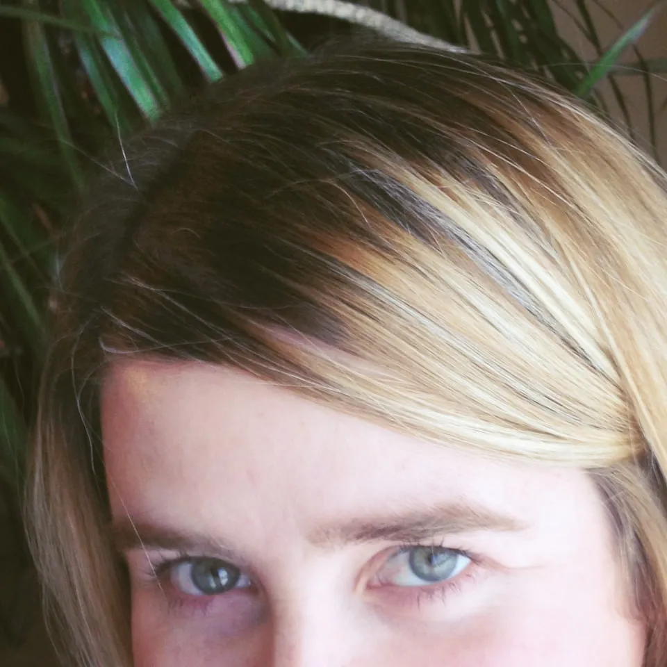 You Are Beautiful - Hair - myheartcreative A close-up of the top of Amy's hair. Her roots are brown that fades into blonde locks.
