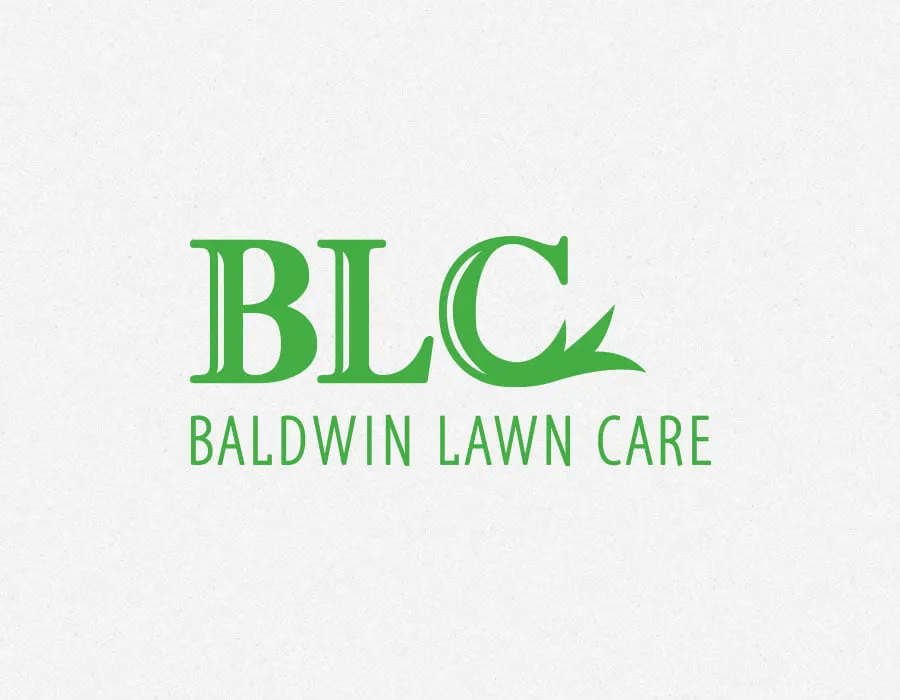 The new logo design for Baldwin Lawn Care (BLC). 