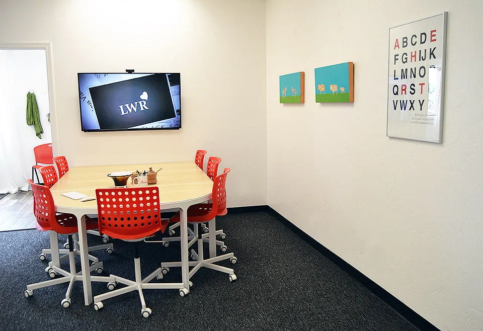 Dialectic Tendencies - myheartcreative The myheartcreative conference room with two of Kerri Shadid's paintings on the wall.