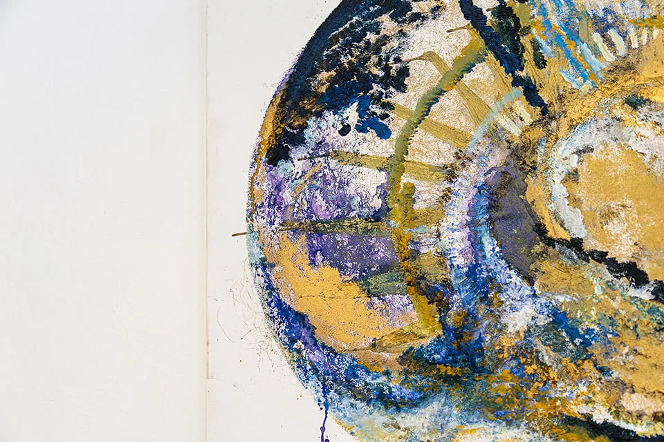 The Nature of Abstract - myheartcreative An up-close shot of the left edge of a multi-colored abstract piece by artist Wendi O'Connor.