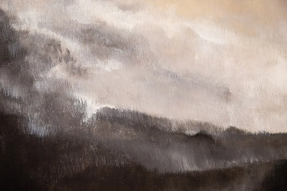 The Nature of Abstract - myheartcreative An up-close shot of a black, gray, and white abstract painting by Wendi O'Connor.
