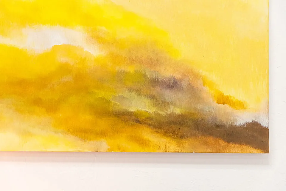 The Nature of Abstract - myheartcreative An up-close shot of a yellow abstract painting by Wendi O'Connor.