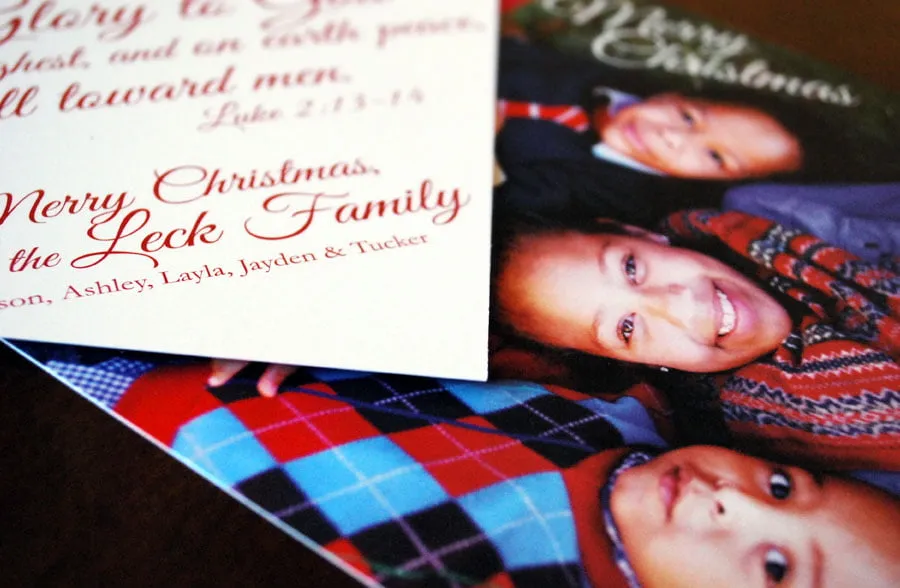 Glory to God Christmas Card - myheartcreative A close-up of the Glory to God Christmas card design showing the bottom of the card, along with the faces of three young children.