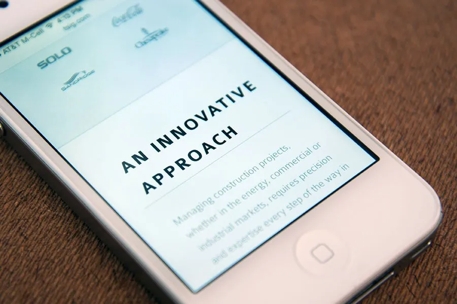 The mobile web design for Tri-State Industrial Group. The heading reads, "An Innovative Approach."