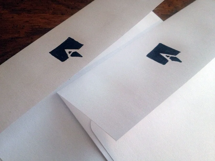 A Hand Lettered Thank You - myheartcreative A hand-drawn icon on the back of a white envelope.