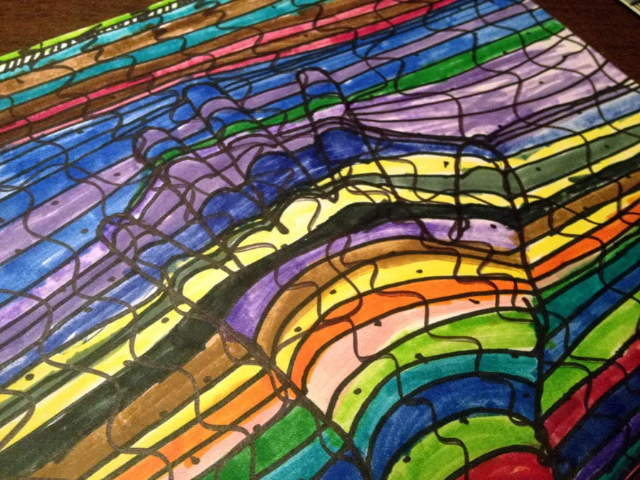 Colorful 3D hand art by Kaitlynn. 