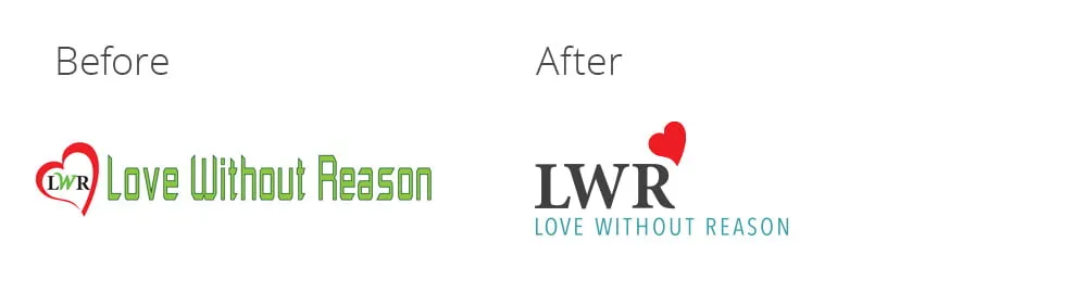 The Before and After logo design for Love Without Reason. 