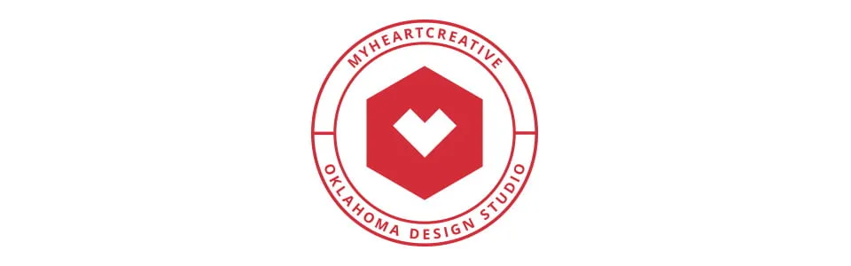 The badge logo design for the myheartcreative Oklahoma design studio. 