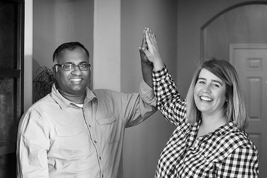 Sam and Amy high five as they begin their journey as myheartcreative. 