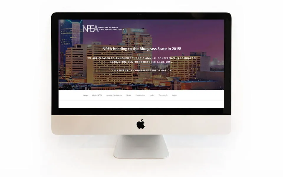 The website homepage for NPEA as shown on a Mac desktop computer. 