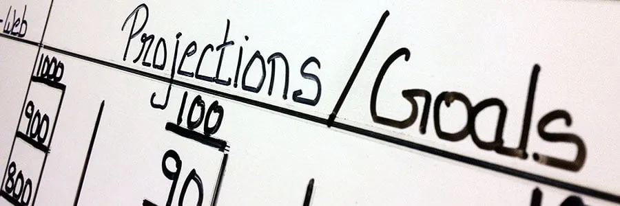 A whiteboard with Projects/Goals written at the top. 
