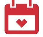 A red calendar icon with the myheartcreative heart icon in the middle. 