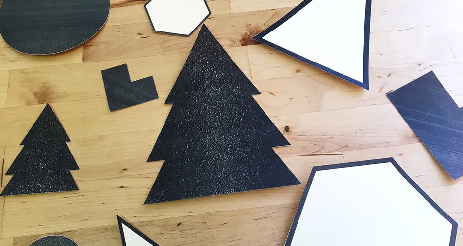 A black Christmas tree cut out. 