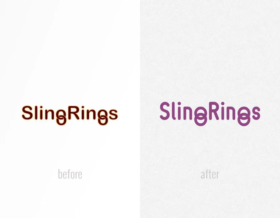 Thoughtful Design Will Make Your Business Better - myheartcreative The before and after comparison of the SlingRings logo design.