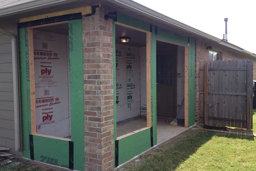The myheartcreative studio walls going up surrounding the former back porch. 