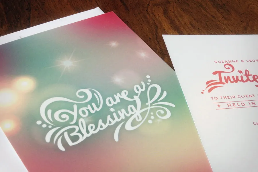 You Are A Blessing - myheartcreative The front and back of the invite for Suzi Homemaker's client appreciation party, designed by myheartcreative.