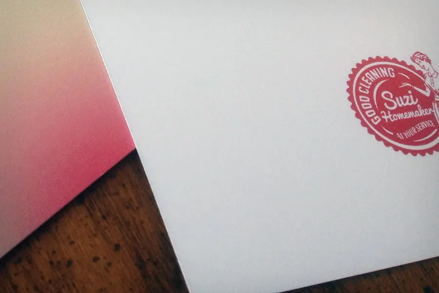 You Are A Blessing - myheartcreative A corner of the invitation for Suzi Homemaker's client appreciation invite, with a dark red version of their new logo.