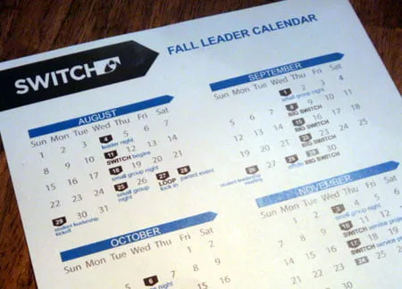 The Fall Leader Calendar design for Amy's Switch group. 