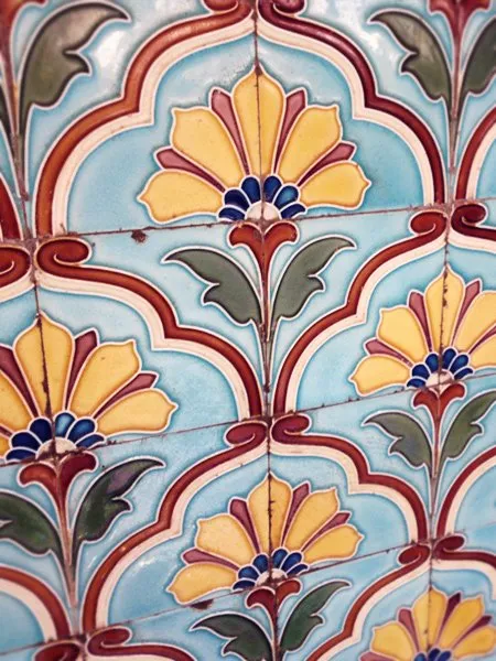 Colorful, ornate tiles in India. 