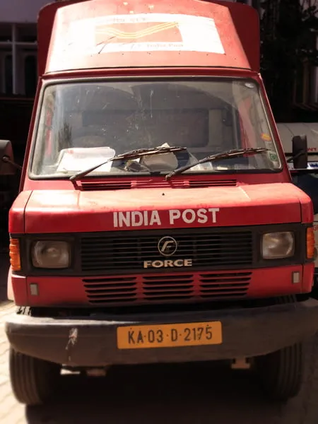An India Post red van. 