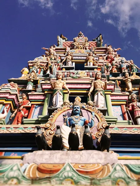 A tall Indian temple shrine. 