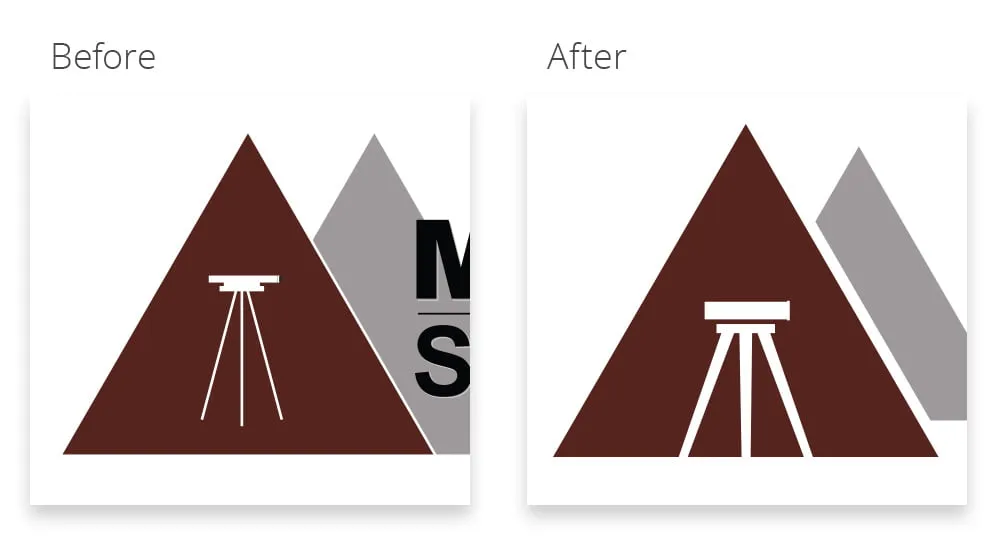 The before and after Oklahoma logo design icon for Midland Surveying. 