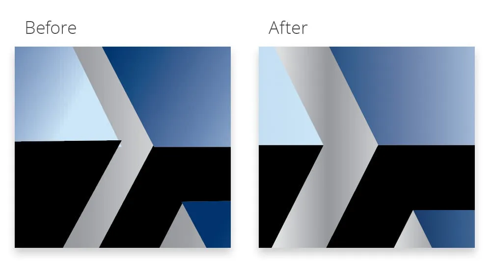 The before and after of a close-up of Tri-State's Oklahoma logo design. 
