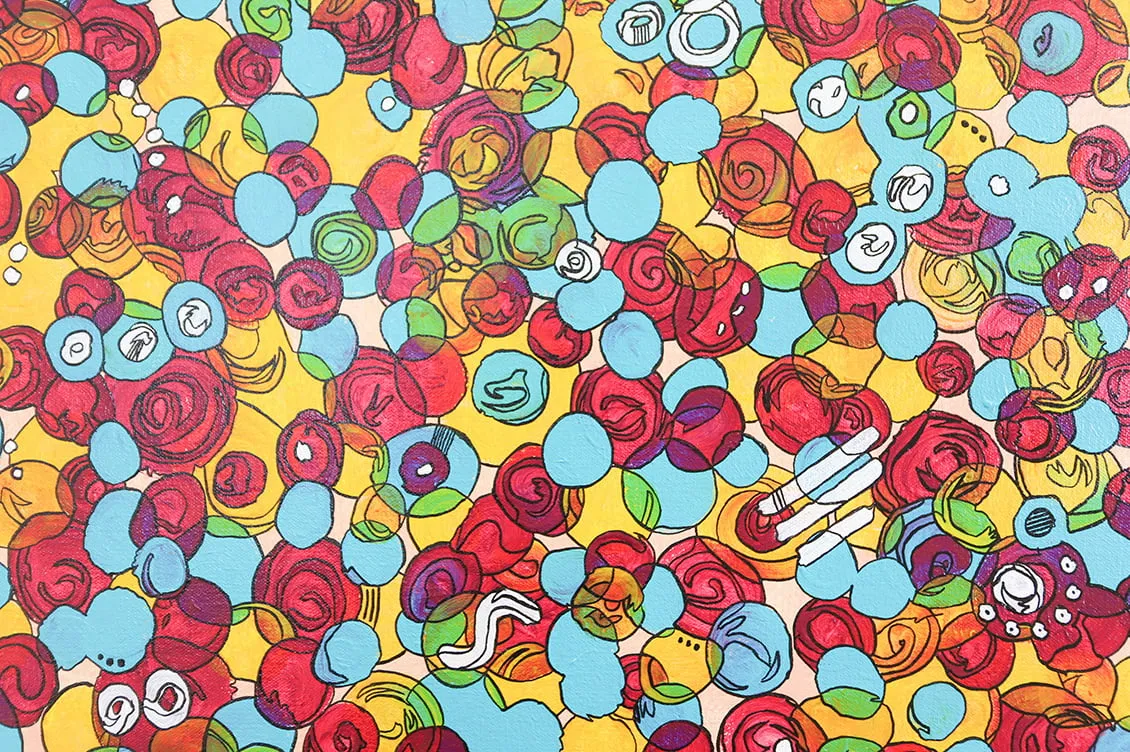 Artistic Healing - myheartcreative An up-close shot of an abstract, multicolored floral piece by artist Bianca Roland.