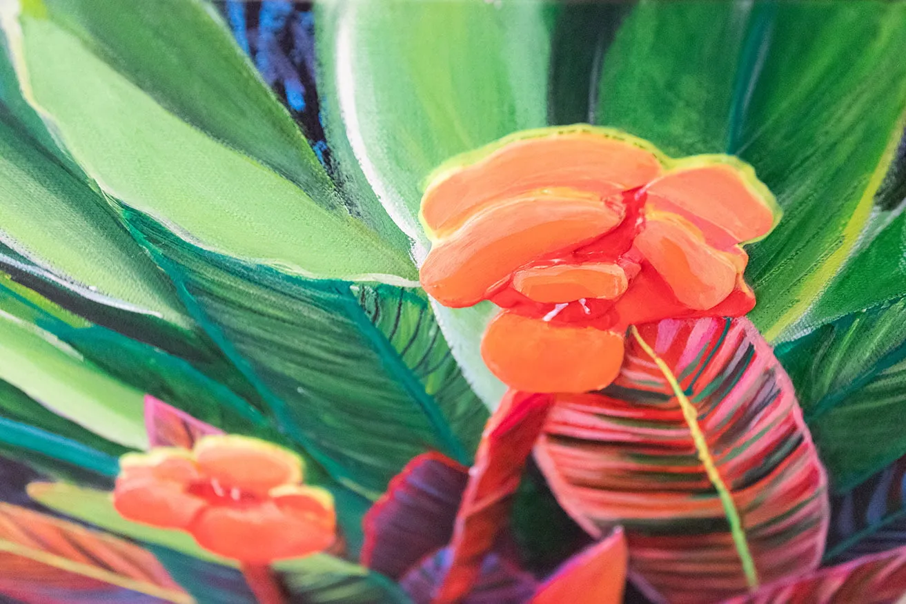 An up-close shot of a flower painted by artist Kyndall Rainey. 