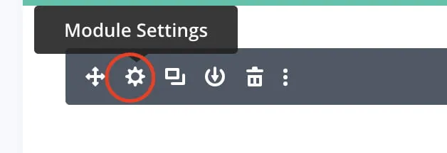 A screenshot showing the Module settings cog located on each individual module box. 