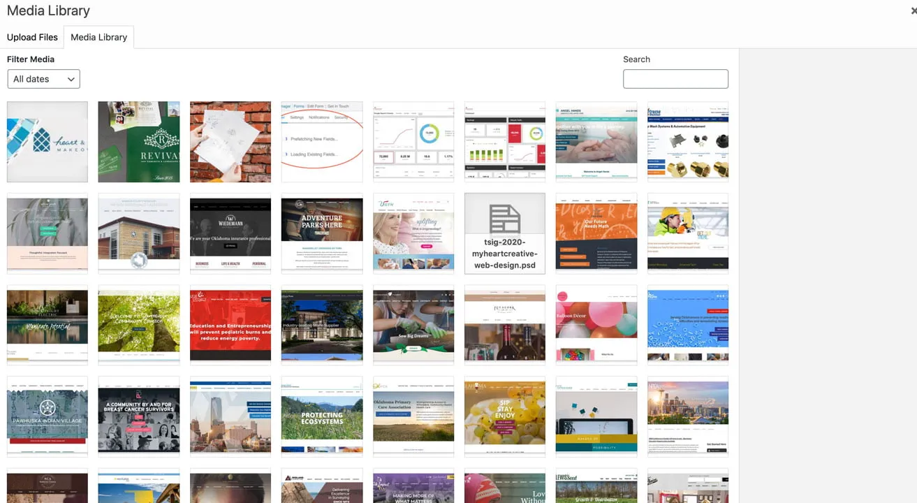 A screenshot of the Media Library. 