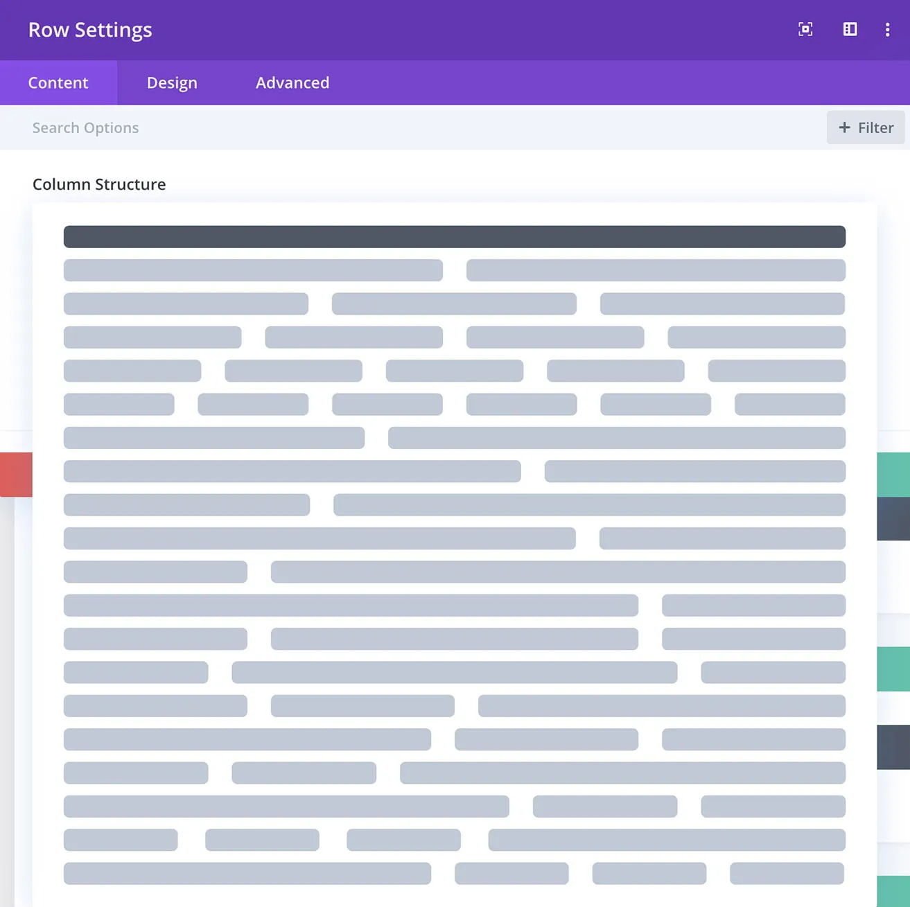 Using Rows on the WordPress Divi Builder - myheartcreative A screenshot showing how to choose a column structure if a user clicks the Row Settings cog.