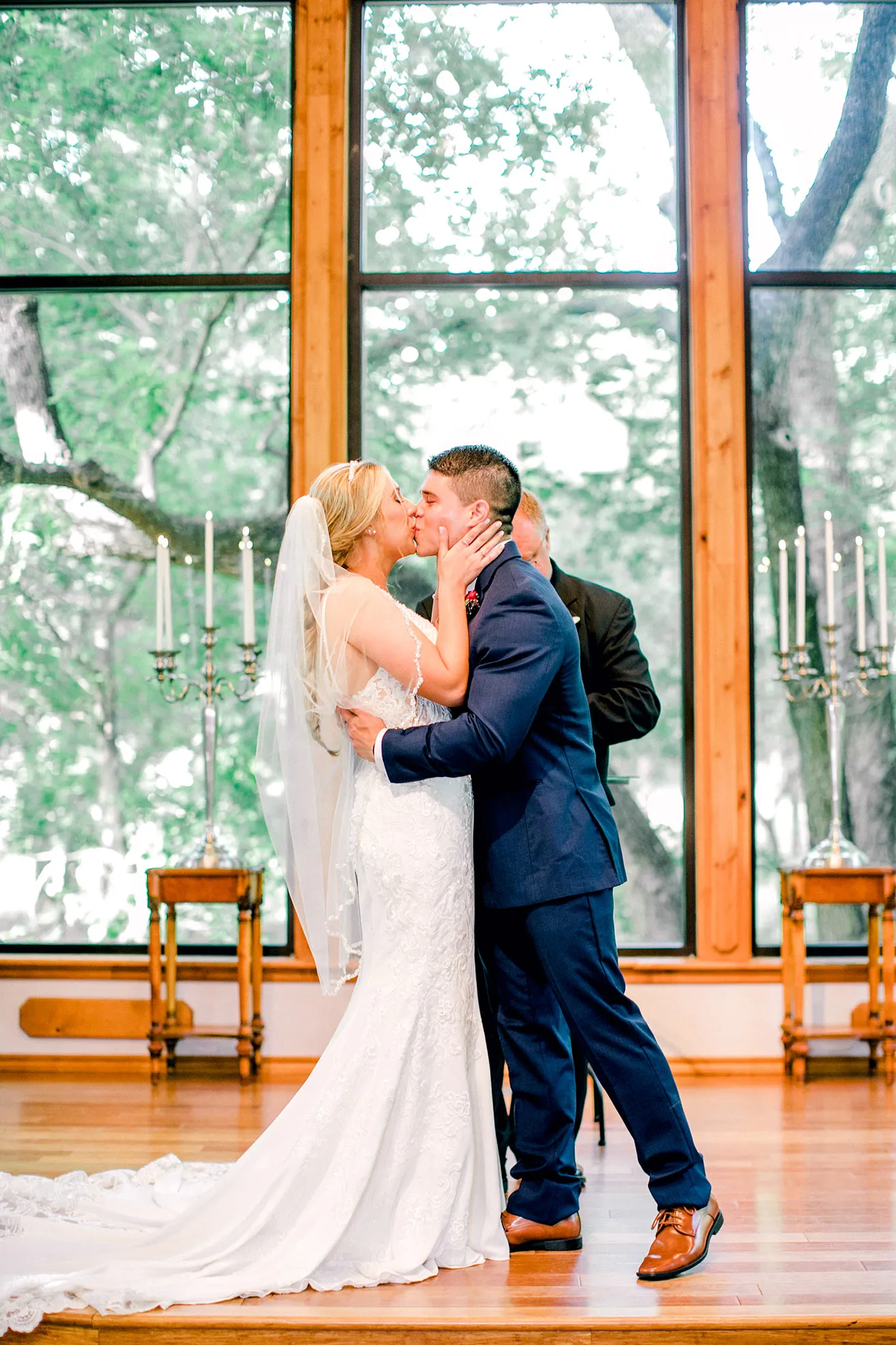 Derek and Shelby Thunderbird Chapel Wedding - myheartcreative Derek and Shelby kiss and are pronounced husband and wife.