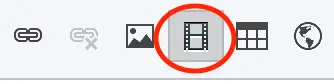A screenshot showing where to add a video media file. It is along the top of the single media or the column. 