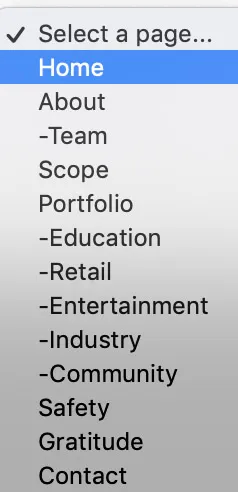 Adding Page Links In EE - myheartcreative A screenshot of the Select a Page menu.