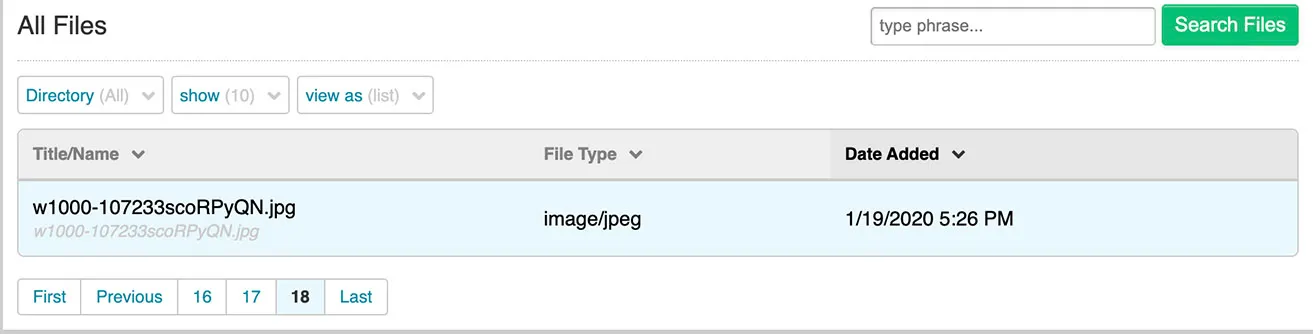 Adding Page Links In EE - myheartcreative A screenshot of the All Files section where you can choose which file you would like to link.