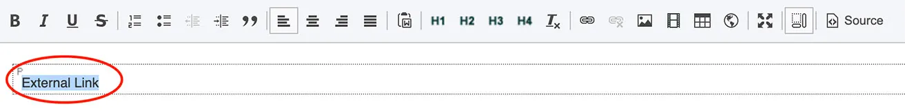 Adding Page Links In EE - myheartcreative A screenshot of how to highlight a line of text with a cursor to add a link.