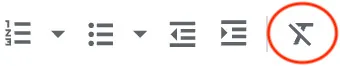 How to Create a Blog Post on WordPress - myheartcreative A screenshot showing where to find the button to remove text formatting when copying and pasting in blog content.