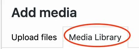 How to Create a Blog Post on WordPress - myheartcreative A screenshot showing the Media Library tab that users should click directly after clicking Add Media.