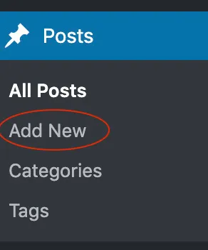 How to Create a Blog Post on WordPress - myheartcreative A screenshot showing where to find Posts in the WordPress menu and to then click Add New in the sub navigation menu.