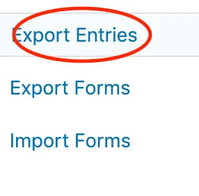 A screenshot showing where to click Export Entries to import or export. 