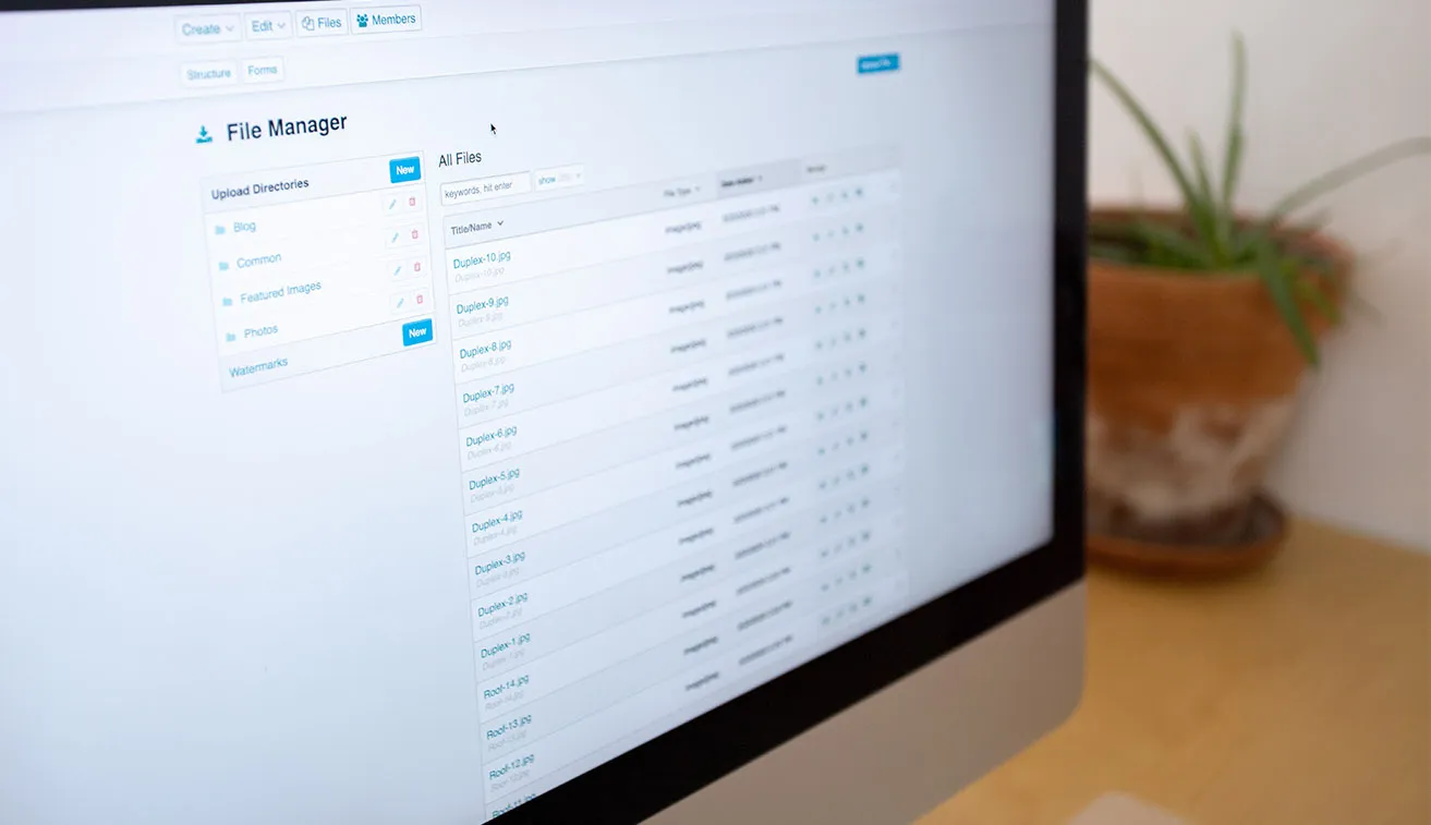 The file manager on the back end of a CMS. 