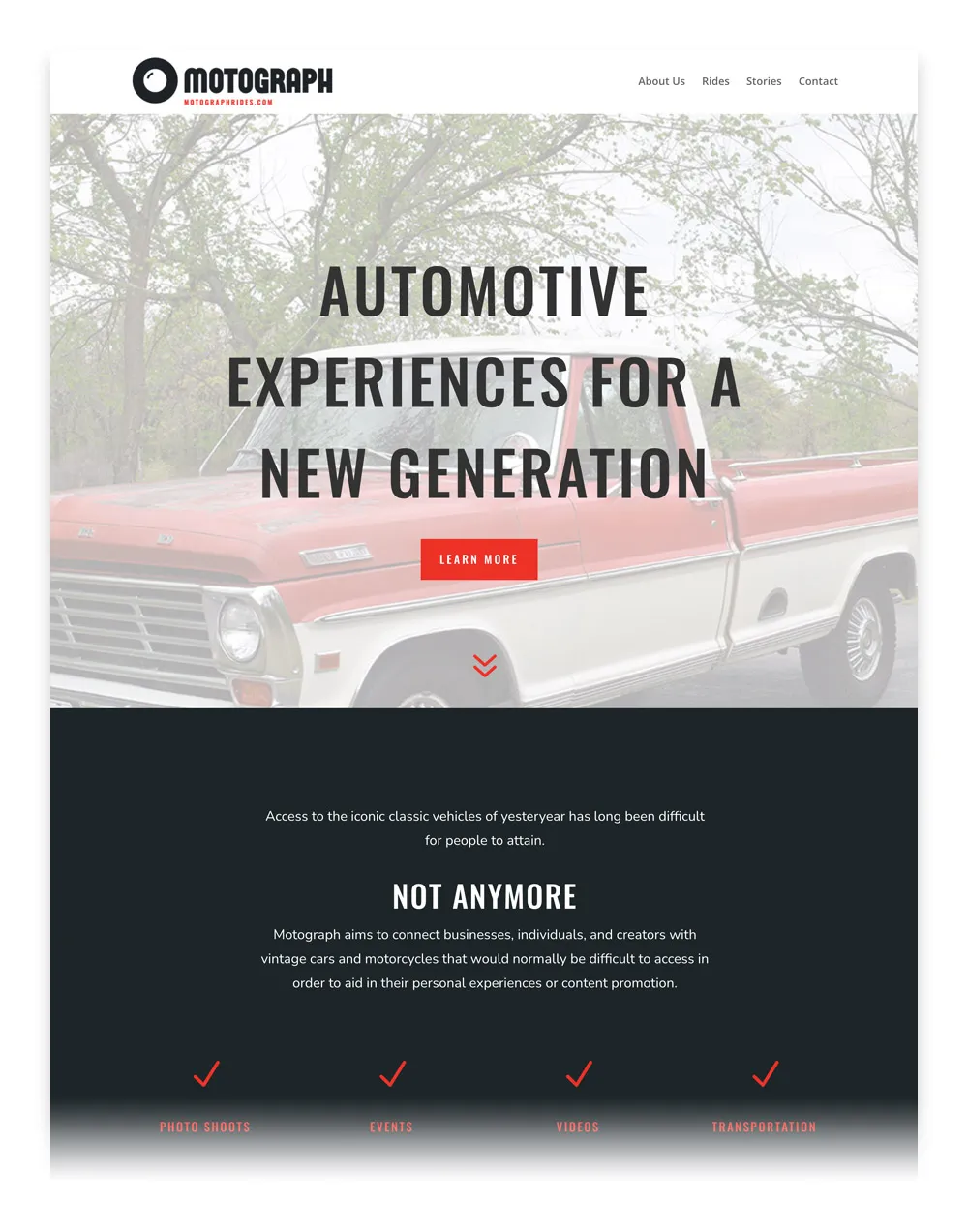 What Are the Graphic Design OKC Trends for 2021? - myheartcreative The website homepage for Motograph Rides. The logo and website is designed with a retro look and feel from the 70s.